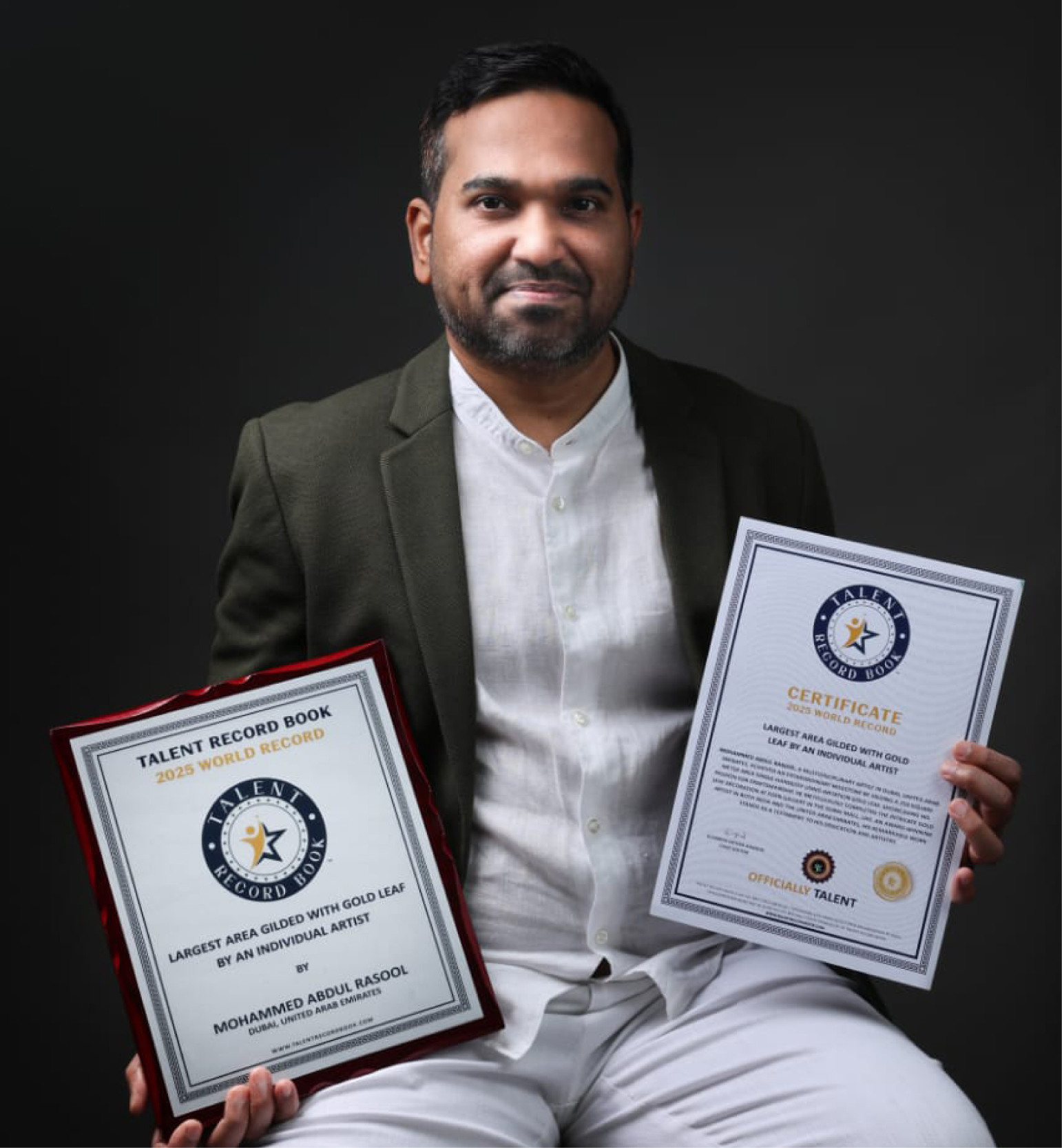 MOHAMMED ABDUL RASOOL - LARGEST AREA GILDED WITH GOLD LEAF BY AN INDIVIDUAL ARTIST